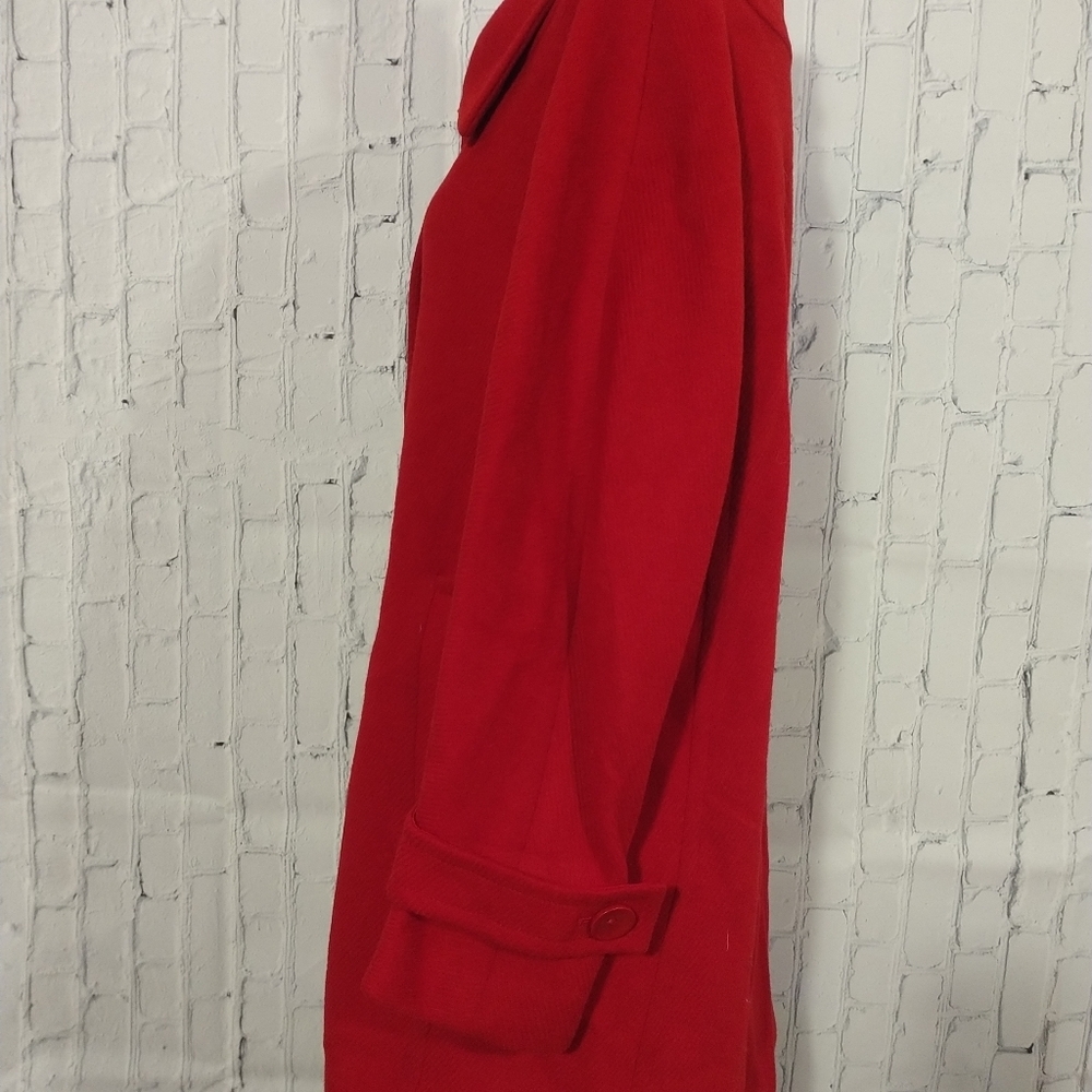 Talbots Stylish Wool Blend Red Button-Up Coat - Picture 3 of 7